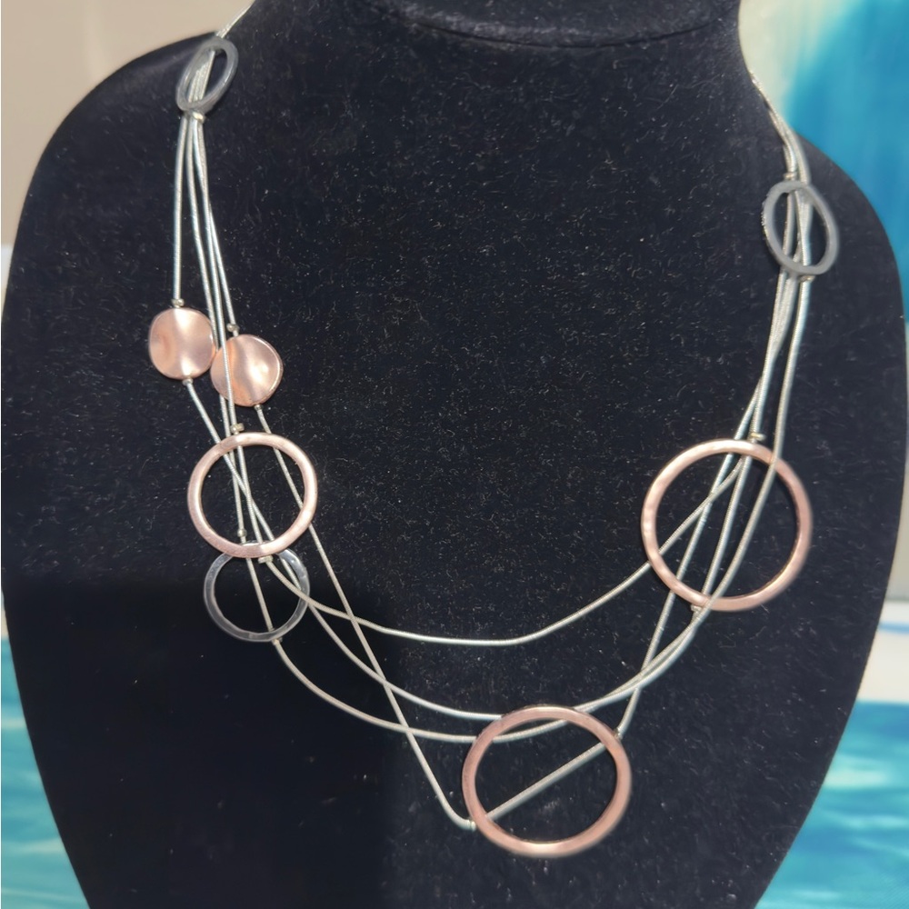 Elegant Silver and Rose Gold Necklace